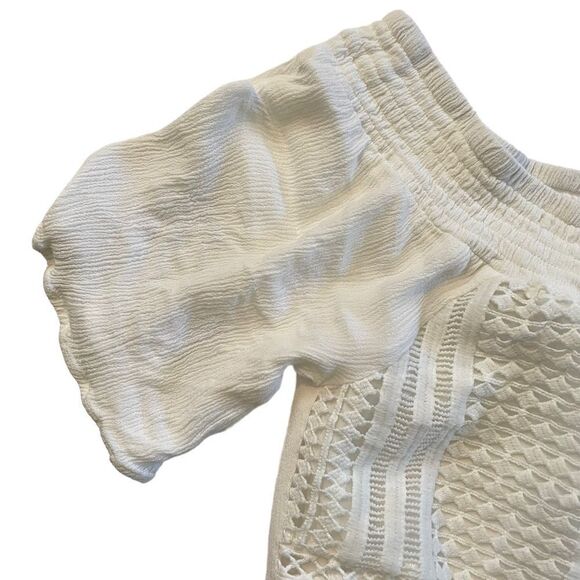 MISS ME Cropped White Blouse Size Large - Picture 4 of 7